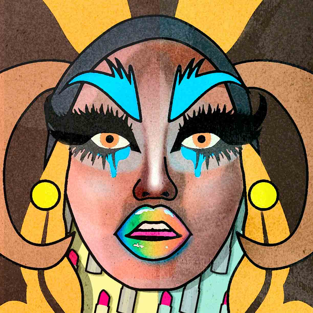 Your story harrogate graphic available as a print with or without a frame. Graphic shows close up of drag queen graphic. The graphic shows close of drag queen face.